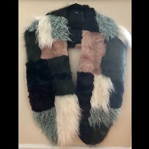 Multi Faux Fur Patchwork Scarf